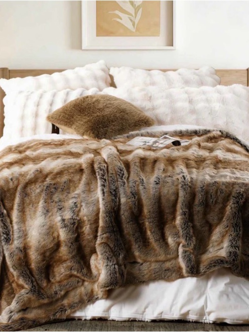 Batillo Lux Faux Fur Throw Blanket in Brown 60x80 - Picture 7 of 8